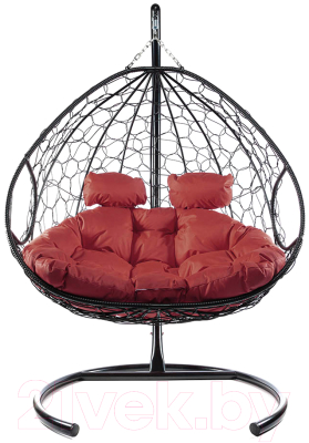 Кресло подвесное M-Group Для двоих / 11450402 (черный ротанг/бордовая подушка)