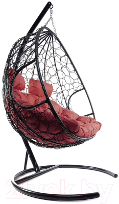 Кресло подвесное M-Group Для двоих / 11450402 (черный ротанг/бордовая подушка)