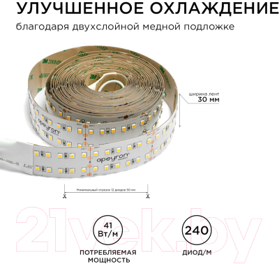 Светодиодная лента Apeyron Electrics ПРО SMD2835 / 00-316