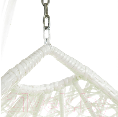 Кресло подвесное M-Group Капля Люкс / 11030105 (белый ротанг/коричневая подушка)