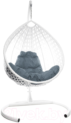 Кресло подвесное M-Group Капля Люкс / 11030109 (белый ротанг/серая подушка) - фото