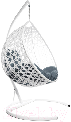 Кресло подвесное M-Group Капля Люкс / 11030109 (белый ротанг/серая подушка)