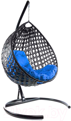 Кресло подвесное M-Group Капля Люкс / 11030410 (черный ротанг/синяя подушка)
