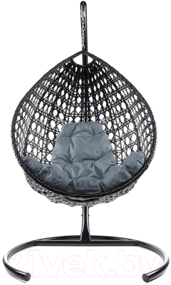 Кресло подвесное M-Group Капля Люкс / 11030409 (черный ротанг/серая подушка) - фото