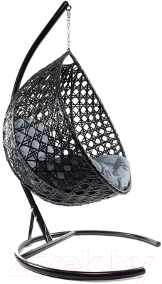 Кресло подвесное M-Group Капля Люкс / 11030409 (черный ротанг/серая подушка)