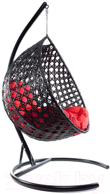 Кресло подвесное M-Group Капля Люкс / 11030406 (черный ротанг/красная подушка)