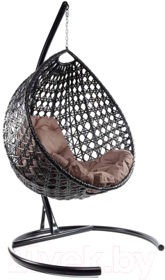 Кресло подвесное M-Group Капля Люкс / 11030405 (черный ротанг/коричневая подушка)