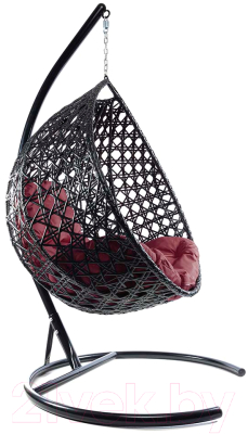 Кресло подвесное M-Group Капля Люкс / 11030402 (черный ротанг/бордовая подушка)