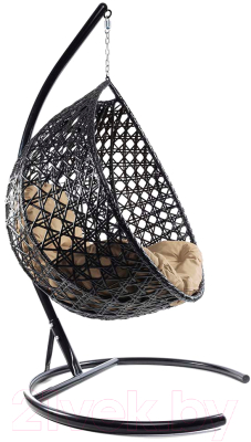 Кресло подвесное M-Group Капля Люкс / 11030401 (черный ротанг/бежевая подушка)