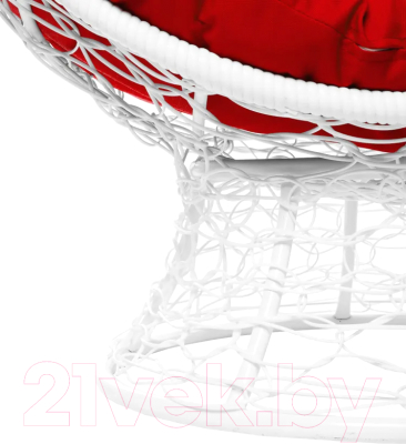 Кресло садовое M-Group Кокос на подставке / 11590106 (белый ротанг/красная подушка)