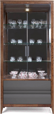 Шкаф с витриной Гомельдрев ГМ 1622Е Дуб (антрацит/табак) - фото