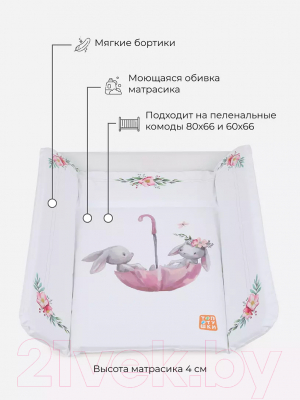 Пеленальный матрас Топотушки Зайка-Акварель New №2