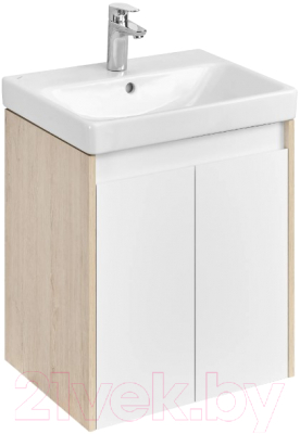 Тумба под умывальник Акватон Сканди Doors 55 / 1A278801SDB20 (белый/дуб верона) - фото