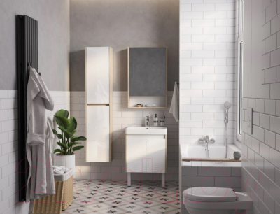 Тумба под умывальник Акватон Сканди Doors 55 / 1A278801SDB20 (белый/дуб верона)