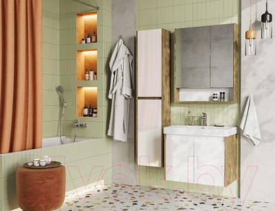 Тумба с умывальником Акватон Сканди Doors 70 1A2789K0SDZ90 (белый/дуб рустикальный)