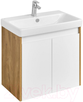 Тумба под умывальник Акватон Сканди Doors 70 / 1A278901SDZ90 (белый/дуб рустикальный) - фото