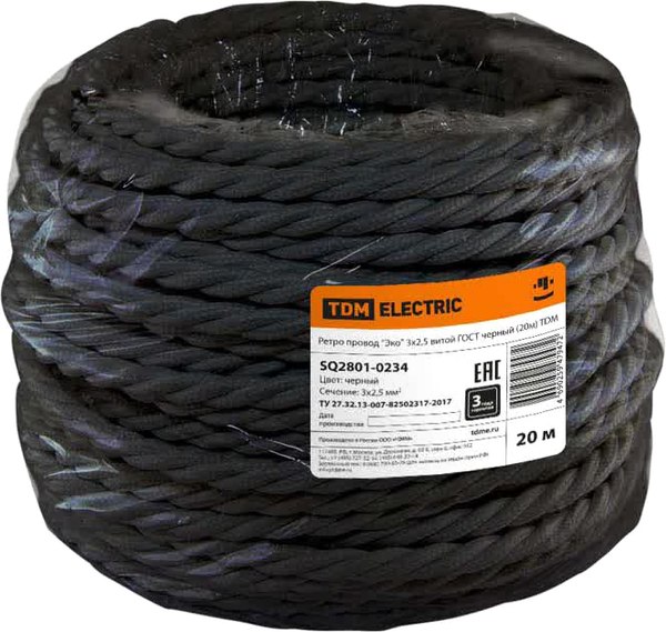 Провод силовой TDM Ретро провод Эко / SQ2801-0234 - фото