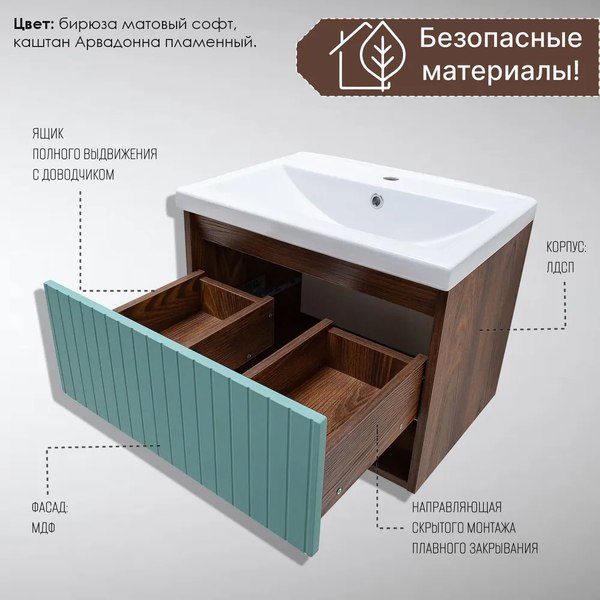 Тумба под умывальник Акваль Нова / НОВА.60.23.36.N