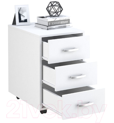 Тумба Polini Kids Mirum с ящиками на колесах 40x55 / 0002740.9 (белый)