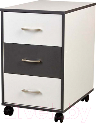 Тумба Polini Kids Mirum с ящиками на колесах 40x55 / 0002740.166 (белый/графит) - фото