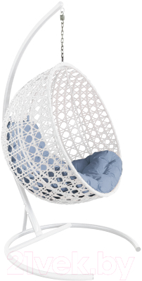 Кресло подвесное M-Group Круг Люкс / 11060109 (белый ротанг/серая подушка) - фото