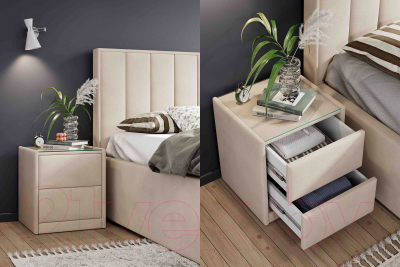 Прикроватная тумба Мебельград Аризона мягкая (мора бежевый)