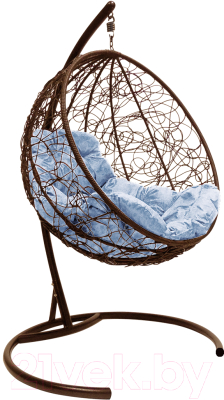 Кресло подвесное M-Group Круг / 11050209 (коричневый ротанг/серая подушка) - фото