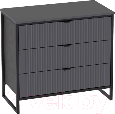 Комод Мебельград Нора 3 ящика (металл бруклин/графит) - фото