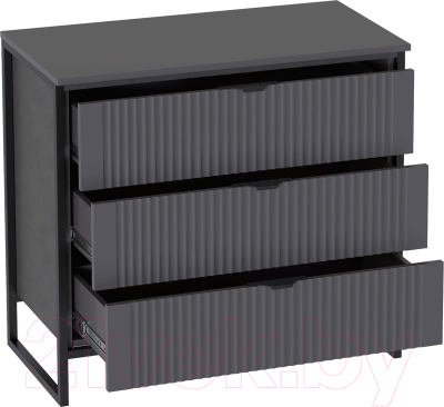 Комод Мебельград Нора 3 ящика (металл бруклин/графит)