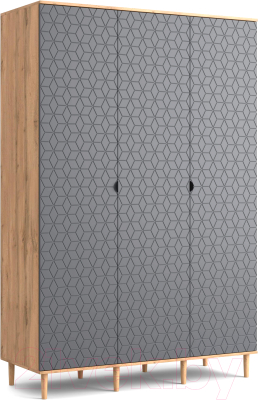 Шкаф Мебельград Денвер 3 двери (дуб вотан/графит) - фото