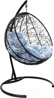 Кресло подвесное M-Group Круг / 11050409 (черный ротанг/серая подушка) - фото