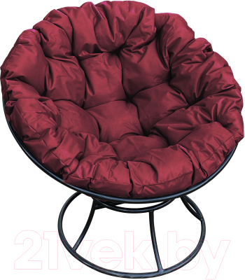 Кресло садовое M-Group Папасан 12010402 (черный/бордовая подушка) - фото