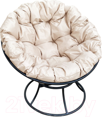 Кресло садовое M-Group Папасан 12010401 (черный/бежевая подушка) - фото