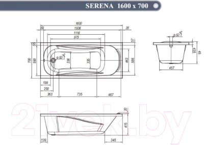 Ванна акриловая Ventospa Serena LA 160x70 (с ножками и экраном)