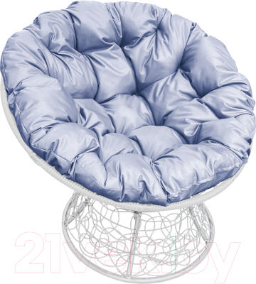 Кресло садовое M-Group Папасан 12020109 (белый ротанг/серая подушка) - фото