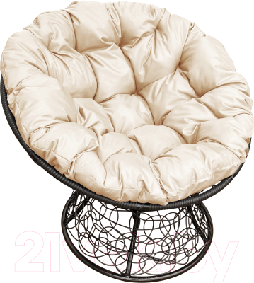Кресло садовое M-Group Папасан 12020401 (черный ротанг/бежевая подушка) - фото