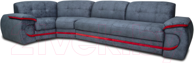 Диван угловой Петрамебель Браво правый (брабус 17 темно-серый велюр/красный велюр) - фото