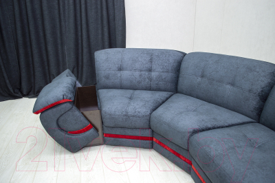 Диван угловой Петрамебель Браво правый (брабус 17 темно-серый велюр/красный велюр)