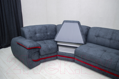 Диван угловой Петрамебель Браво правый (брабус 17 темно-серый велюр/красный велюр)