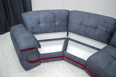 Диван угловой Петрамебель Браво правый (брабус 17 темно-серый велюр/красный велюр)
