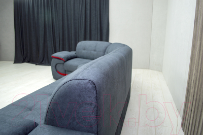 Диван угловой Петрамебель Браво правый (брабус 17 темно-серый велюр/красный велюр)