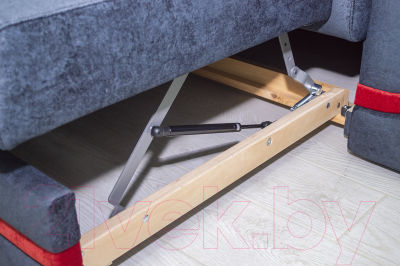 Диван угловой Петрамебель Браво правый (брабус 17 темно-серый велюр/красный велюр)