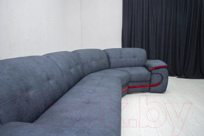 Диван угловой Петрамебель Браво левый (брабус 17 темно-серый велюр/красный велюр)