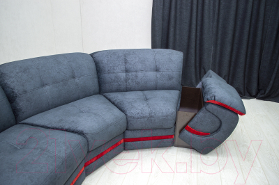 Диван угловой Петрамебель Браво левый (брабус 17 темно-серый велюр/красный велюр)