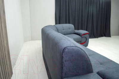 Диван угловой Петрамебель Браво левый (брабус 17 темно-серый велюр/красный велюр)