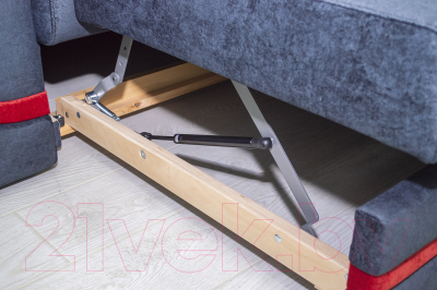 Диван угловой Петрамебель Браво левый (брабус 17 темно-серый велюр/красный велюр)