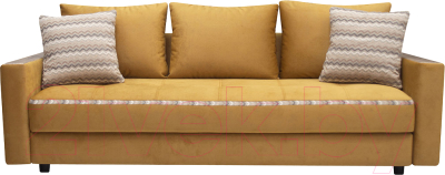 Диван Петрамебель Верона комфорт (велюр желтый/вставка цветная, лорд мустард/микс 6) - фото