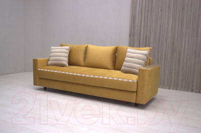 Диван Петрамебель Верона комфорт (велюр желтый/вставка цветная, лорд мустард/микс 6)