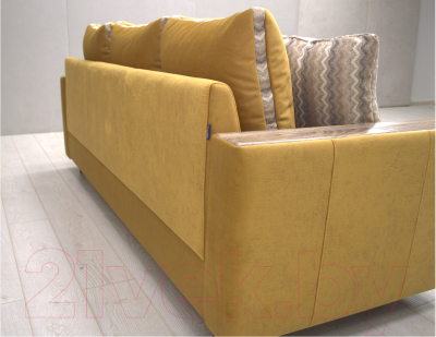 Диван Петрамебель Верона комфорт (велюр желтый/вставка цветная, лорд мустард/микс 6)