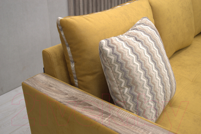 Диван Петрамебель Верона комфорт (велюр желтый/вставка цветная, лорд мустард/микс 6)